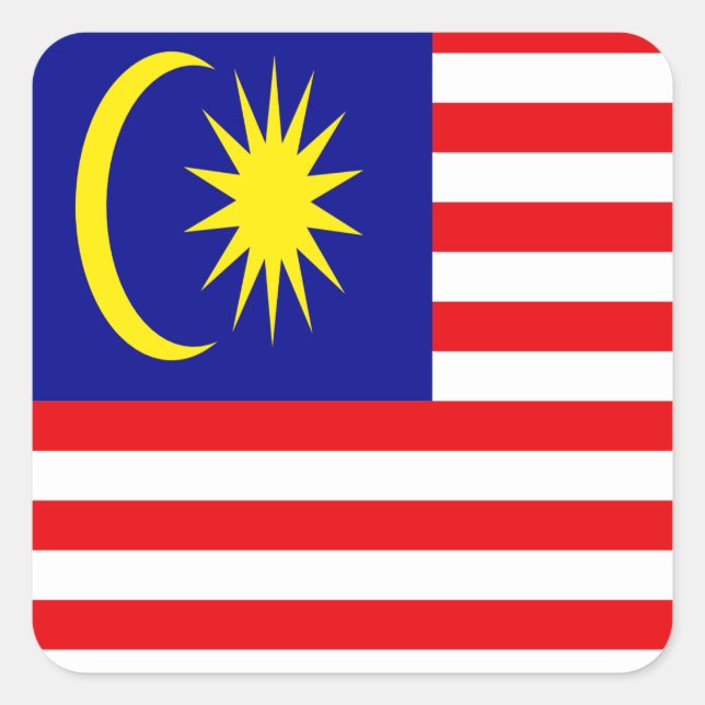 Malaysia-Flagge Quadratischer Aufkleber (Vorderseite)
