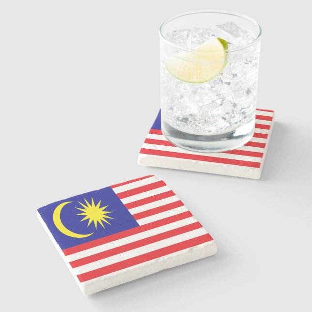 Malaysia-Flagge Steinuntersetzer (Seitenansicht)