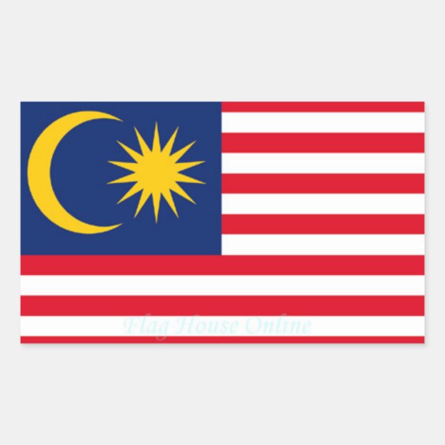 Malaysia - Hochwertiger Flaggenaufkleber Rechteckiger Aufkleber (Vorderseite)