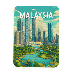 Malaysia Illustration Reise Kunst Vintage Magnet