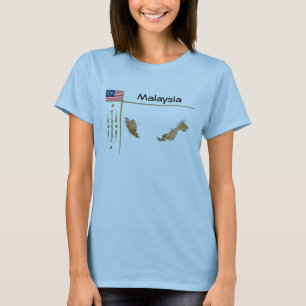 Malaysia Karte + Flagge + Titel T-Shirt