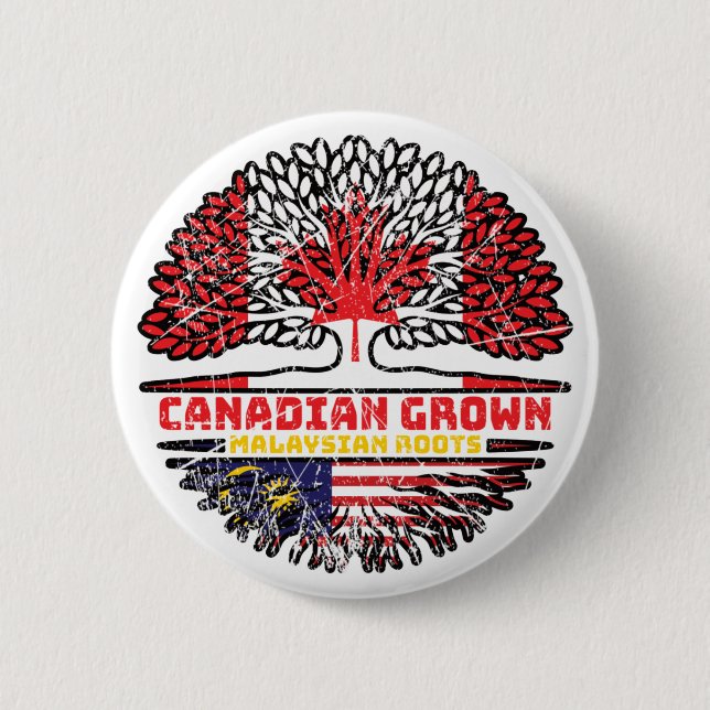 Malaysia Malaysian Canadian Canada Tree Roots Flag Button (Vorderseite)
