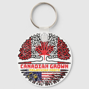 Malaysia Malaysian Canadian Canada Tree Roots Flag Schlüsselanhänger