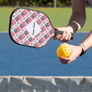 Malaysia Malaysische Flagge Kachel Schwarz Persona Pickleball Schläger