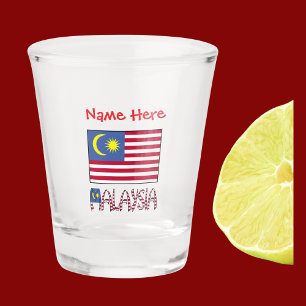 Malaysia Malaysische Flagge Rot Personalisiert Schnapsglas