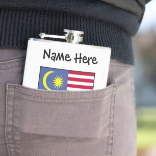 Malaysia Malaysische Flagge Schwarz Personalisieru Flachmann