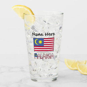 Malaysia Malaysische Flagge Schwarz Personalisieru Glas