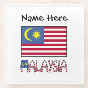 Malaysia Malaysische Flagge Schwarz Personalisieru Glasuntersetzer