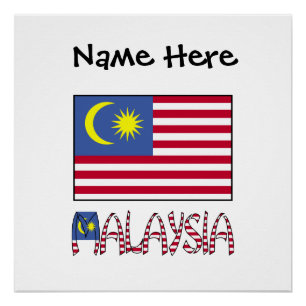 Malaysia Malaysische Flagge Schwarz Personalisieru Poster