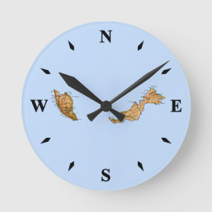 Malaysia Map Clock Runde Wanduhr