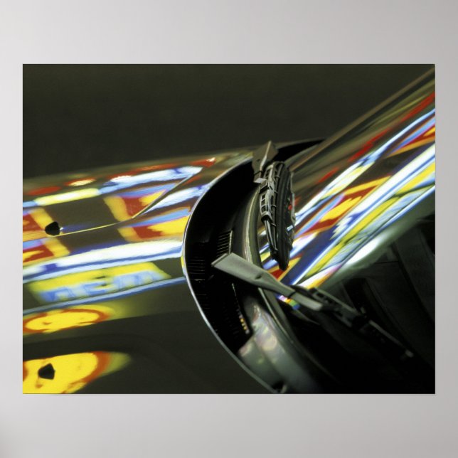 Malaysia, Melaka. Neonreflektionen im Auto Poster (Vorne)