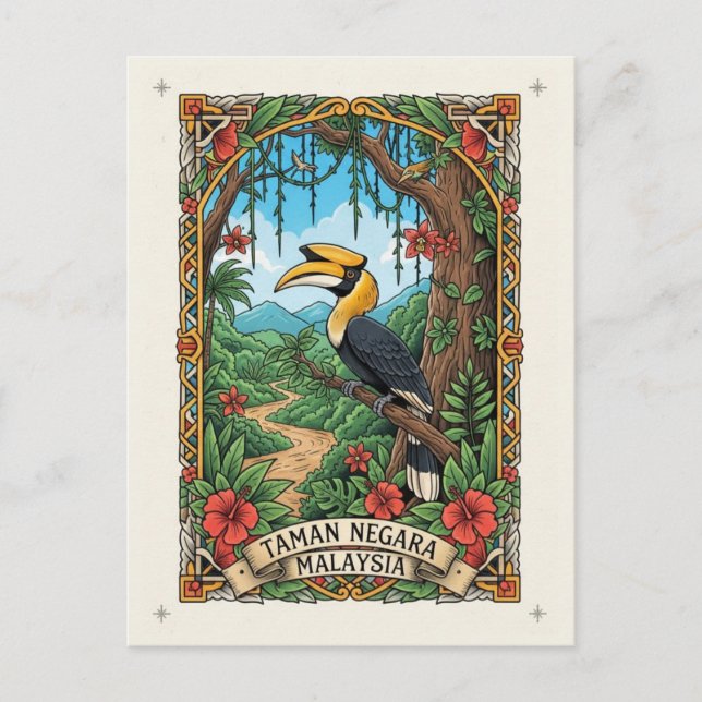 Malaysia Taman Negara Hornbill Postkarte (Vorderseite)