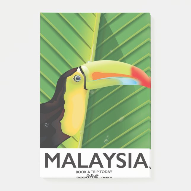 Malaysia Toucan Reiseplakat Post-it Klebezettel (Vorderseite)