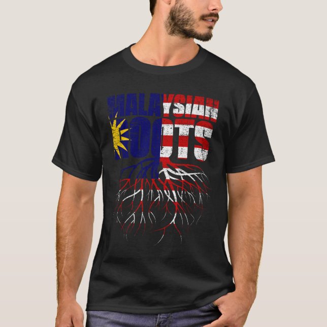 Malaysian Roots Malaysia Heritage Flag T-Shirt (Vorderseite)