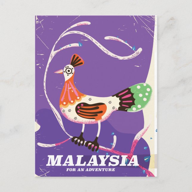 Malaysias Vintage Reiseplakat Postkarte (Vorderseite)