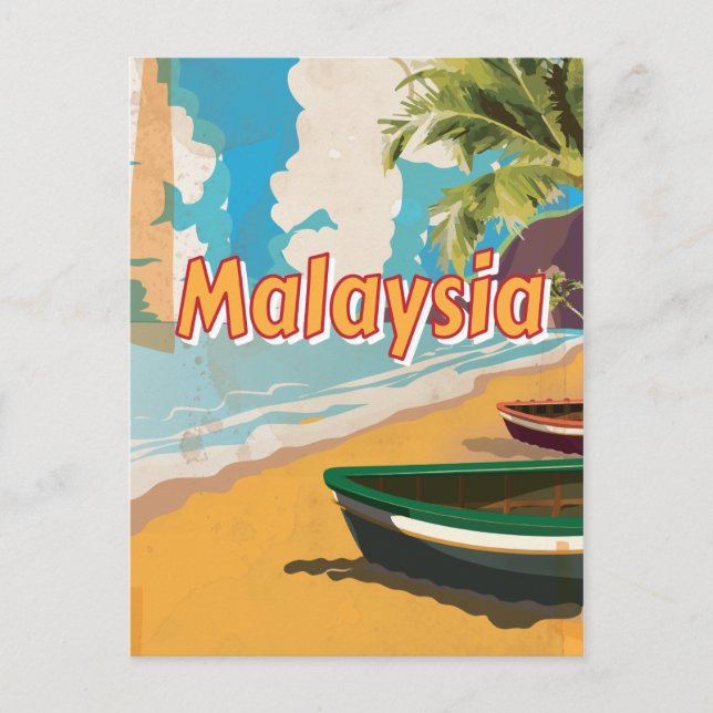 Malaysias Vintages Urlaubsposter Postkarte (Vorderseite)