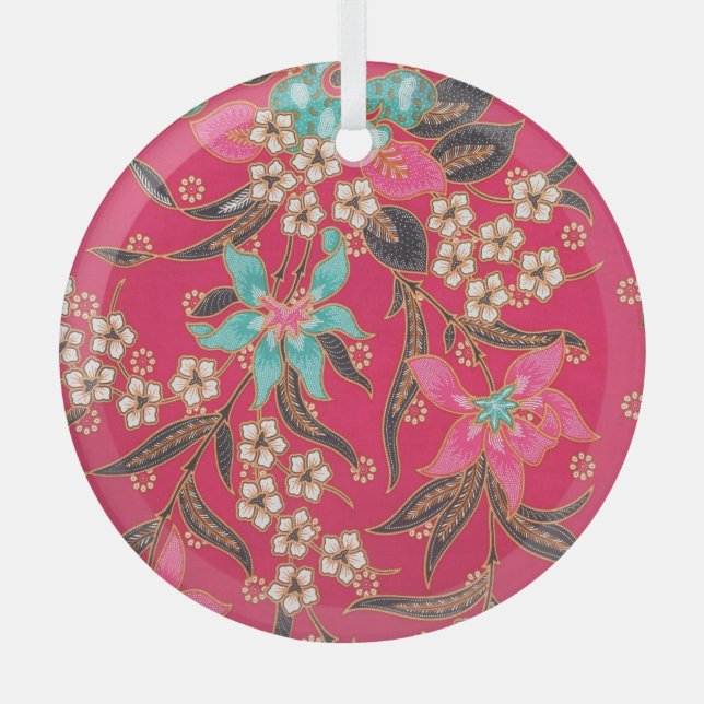 Malaysisch-indonesische Batik Art Pattern Ornament Aus Glas (Vorderseite)