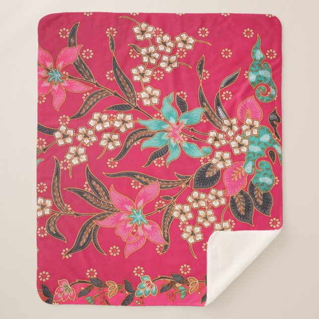 Malaysisch-indonesische Batik Art Pattern Sherpadecke (Vorderseite)