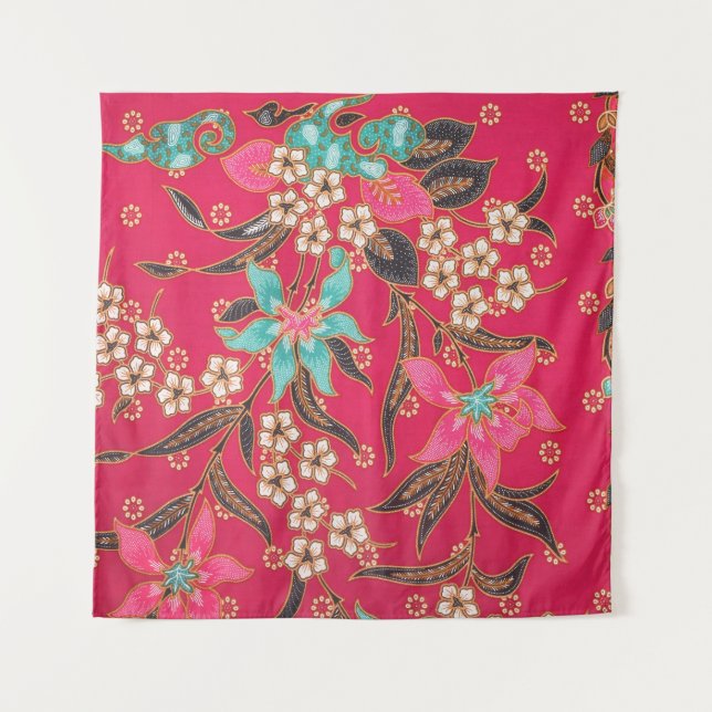 Malaysisch-indonesische Batik Art Pattern Wandteppich (Vorderseite)