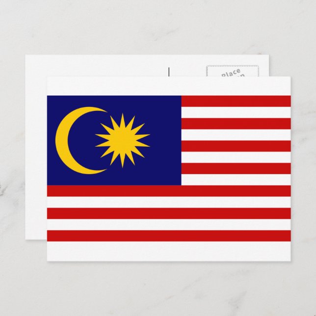 Malaysische Flagge, Flagge Postkarte (Vorne/Hinten)