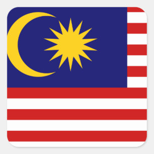 Malaysische Flagge Quadratischer Aufkleber