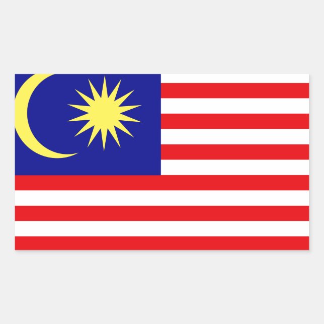 malaysische Flagge Rechteckiger Aufkleber (Vorderseite)