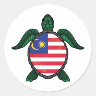 Malaysische Meeresschildkrötenflagge Runder Aufkleber