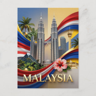 Malaysische Nationalflagge Kuala Lumpur Erbe Postkarte