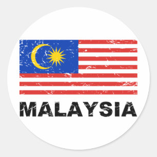 Malaysische Vintage-Flagge Runder Aufkleber