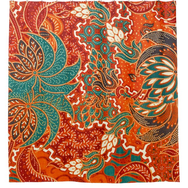 Malaysischer Batik: Schönes Kunstmuster. Duschvorhang (Vorderseite)