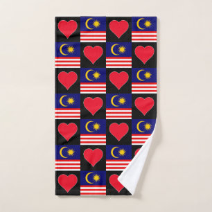 Malaysischer Flaggen- und Herzmuster - Malaysische Handtuch