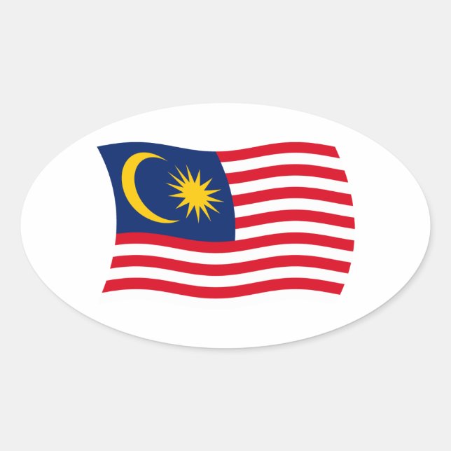 Malaysischer Flaggenaufkleber Ovaler Aufkleber (Vorderseite)