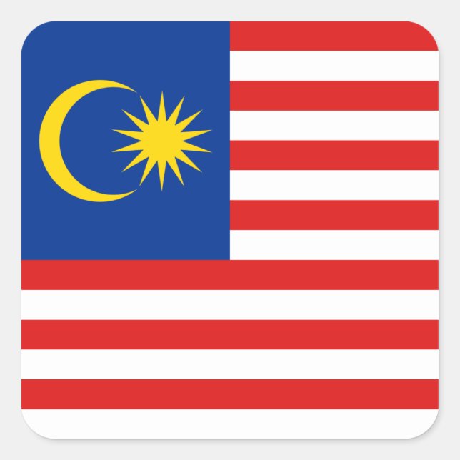 Malaysischer Flaggenaufkleber Quadratischer Aufkleber (Vorderseite)