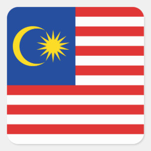 Malaysischer Flaggenaufkleber Quadratischer Aufkleber