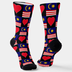 Malaysischer Flaggenstaat Herzmuster Spaß Malaysis Socken