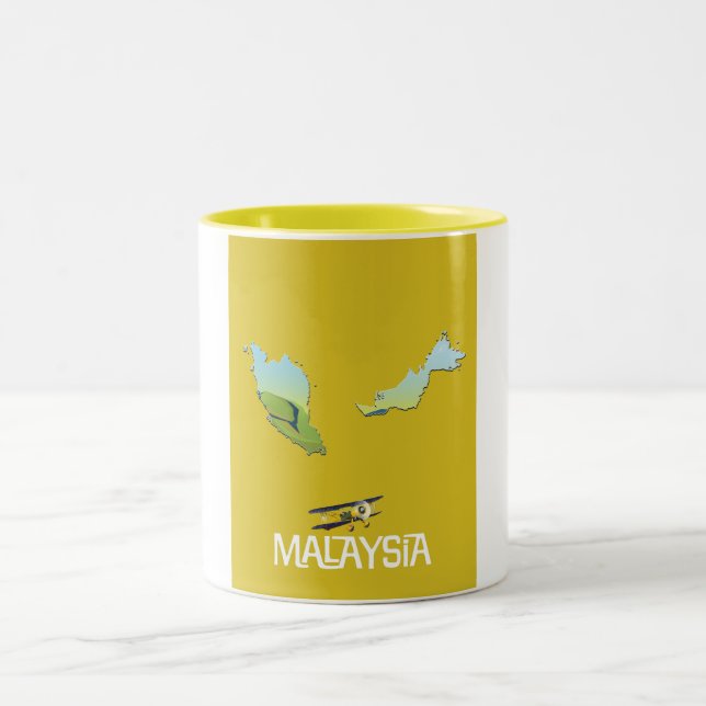 Malaysischer Reiseplan Zweifarbige Tasse (Mittel)