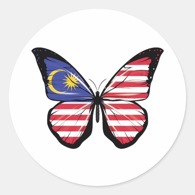 Malaysischer Schmetterlingsflagge Runder Aufkleber (Vorderseite)