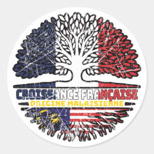 Malaysischer Treots-Flag für Frankreich Runder Aufkleber