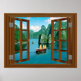 Malaysisches Sailboat 🍂 Fake Fensterrahmen Poster