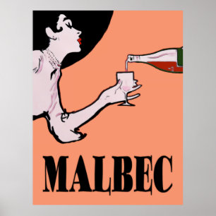 Malbec Wine Vintag Lady Posters Poster