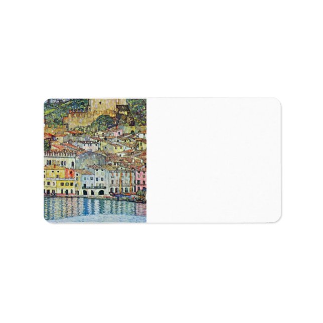 Malcena im Gardasee von Gustav Klimt Adressaufkleber (Vorne)