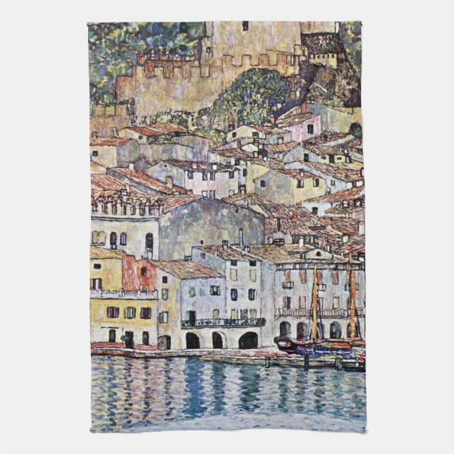 Malcesine am Gardasee, Gustav Klimt Geschirrtuch (Vertikal)