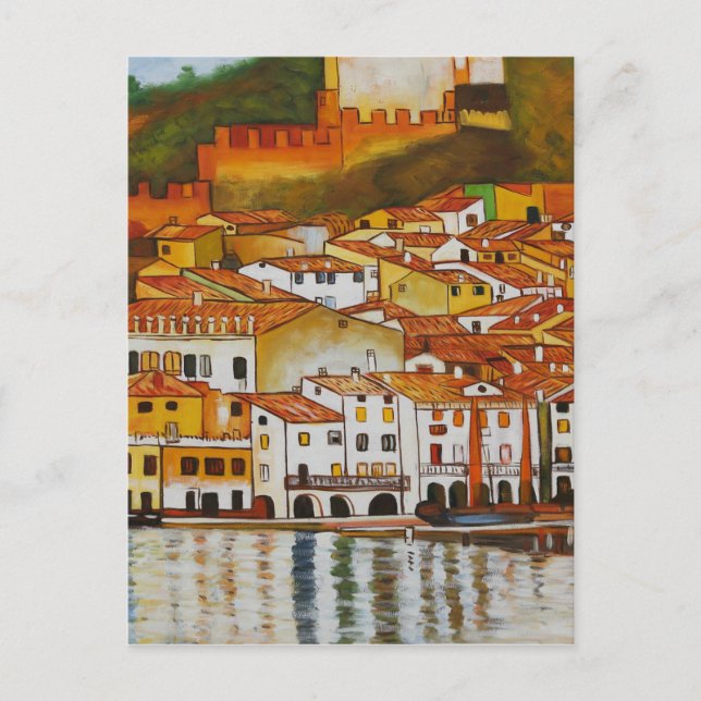 Malcesine am Gardasee niedlich Postkarte (Vorderseite)