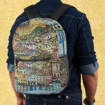 Malcesine am Gardasee Von Gustav Klimt Bedruckter Rucksack<br><div class="desc">Malcesine am Gardasee (1913) von Gustav Klimt ist ein Vintages Viktorianisches Jugendstil-Gemälde, das sich durch seine Jugendstilkunst auszeichnet. Eine schöne Aussicht auf die italienische Stadt Malcesine mit Gebäude und Häusern am Rande des Hafens. Die Zuhause und Boote reflektieren das ruhige Wasser. Sie können die Mauern des Castello Schlosses auf dem...</div>