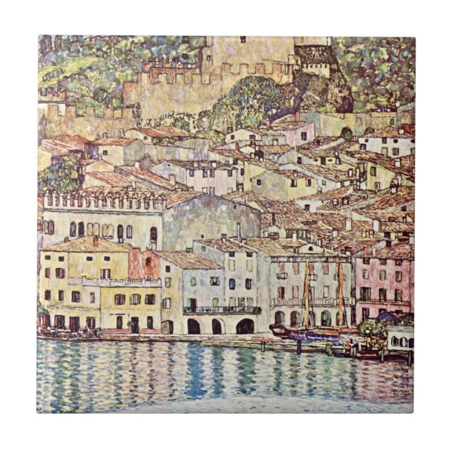 Malcesine am Gardasee von Gustav Klimt Fliese (Vorderseite)