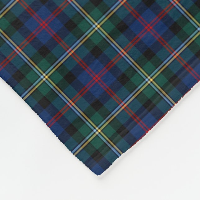 Malcolm Clan Dark Blue und Forest Green Tartan Fleecedecke (Ecke)