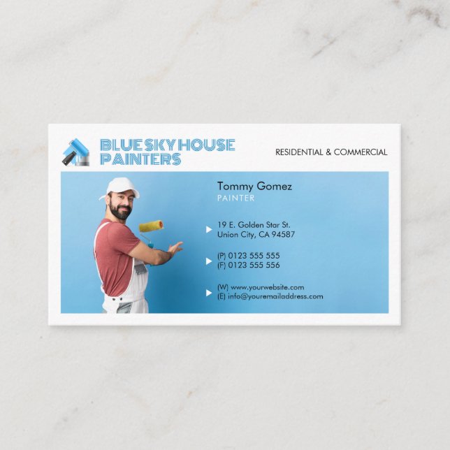 Maldienste | Maler am Arbeitsplatz Visitenkarte (Vorderseite)