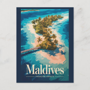 Maldiven-Landschaftsillustration Reise Kunst Vinta Postkarte