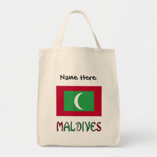 Maldiven Maledivische Flagge Schwarz Personalisier Tragetasche