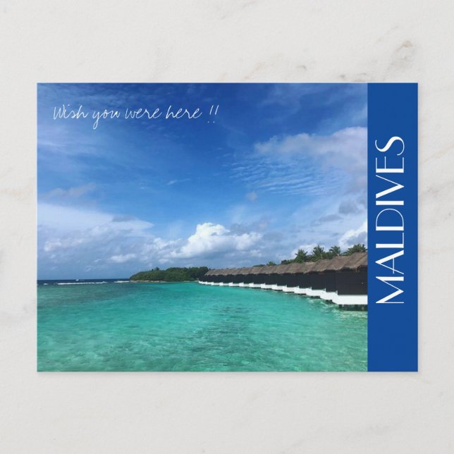 Maldives Bungalow Wünsche Postkarte (Vorderseite)